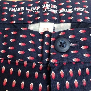 Gap Khakis Slim City Navy Print Cropped Pants 10